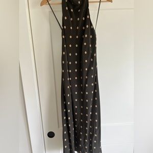 Chocolate and cream large polka dot, cocktail dress